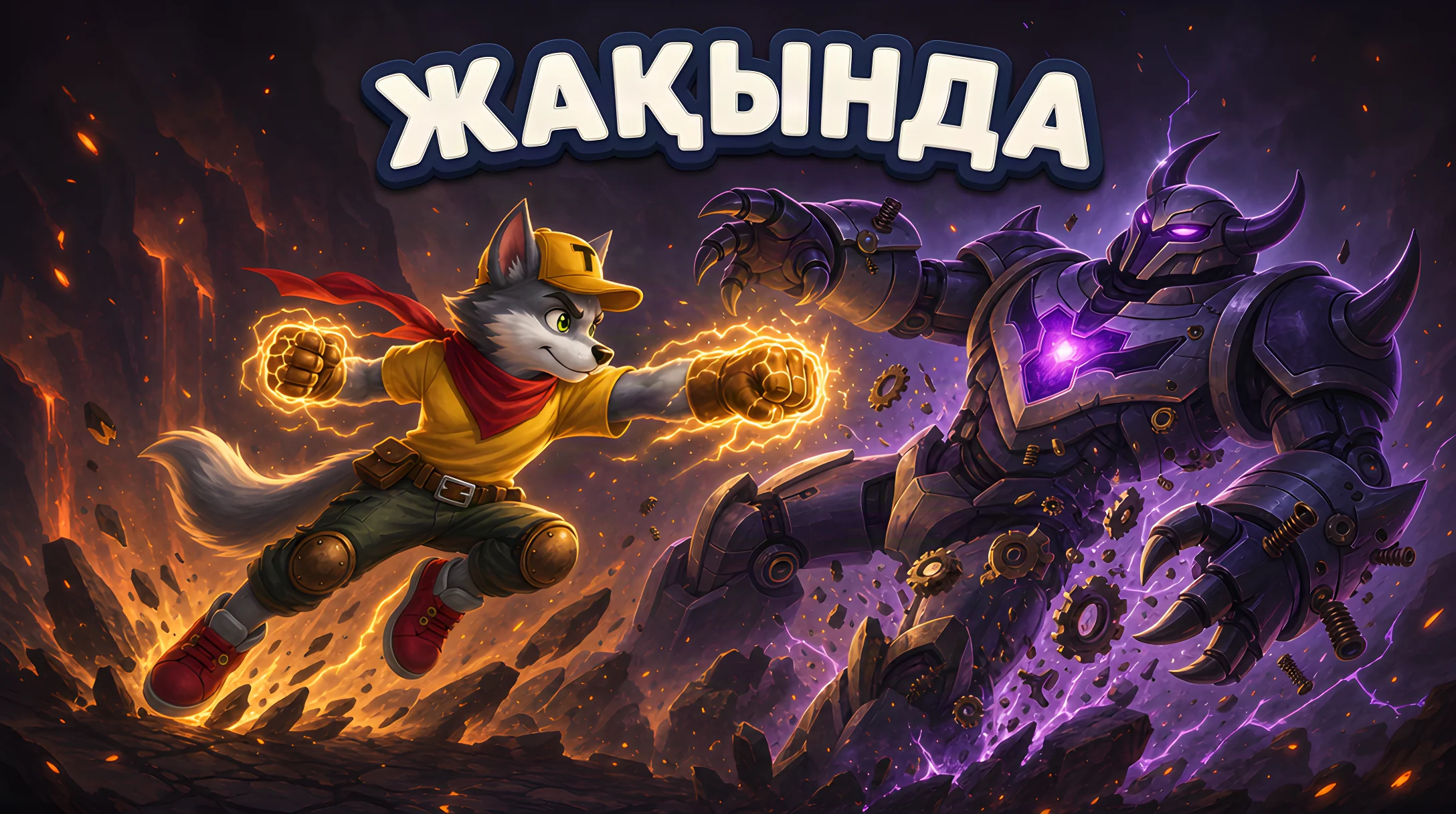 Тофик секіріп, жанып тұрған жұдырықтарымен Қоңыз-Қиратушыны соғады; жоғарыда «Жақында» жазуы